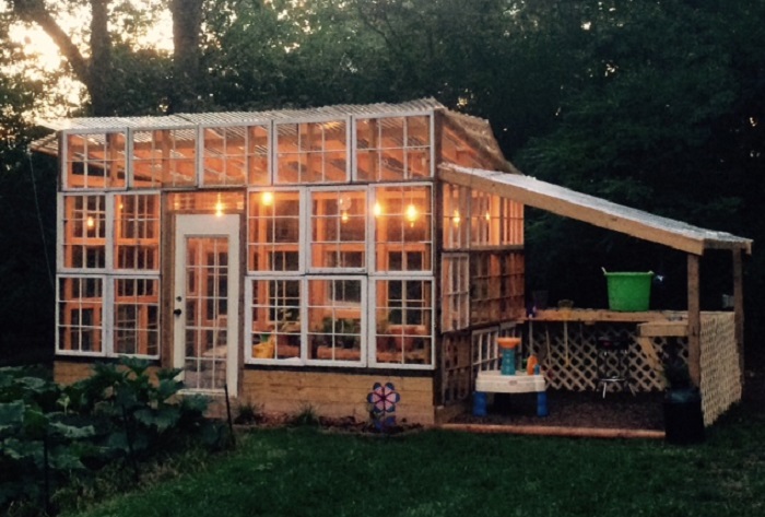 old windows greenhouse